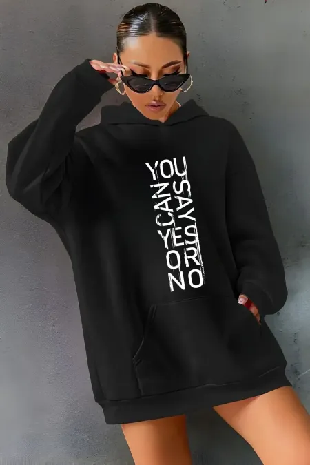 YOU CAN SAY PRINTED HOODED SWEATSHIRT