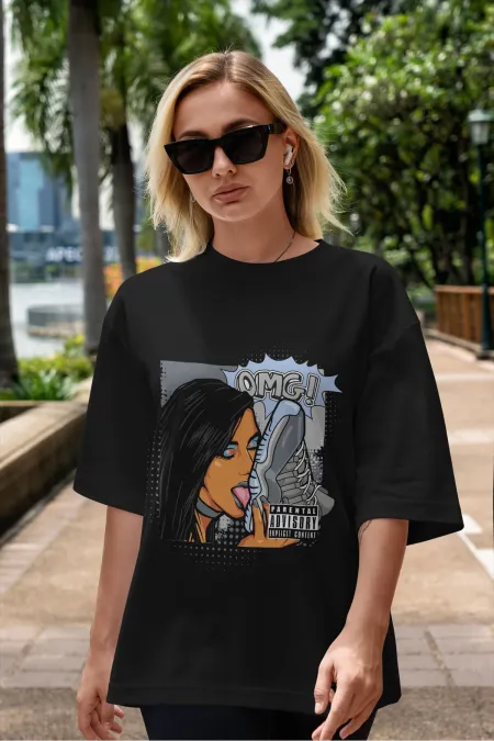 Unisex Men's/Women's OMG Custom Printed Oversize Cotton Crew Neck T-Shirt