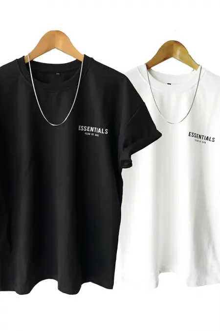 2-Pack Black and White Men's Printed Crew Neck Short Sleeve T-shirt