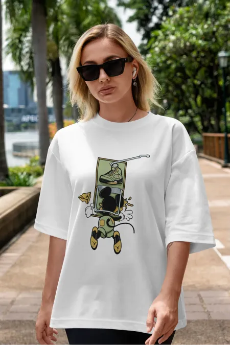 Unisex Men's/Women's MICKEY Custom Printed Oversize Cotton Crew Neck T-Shirt