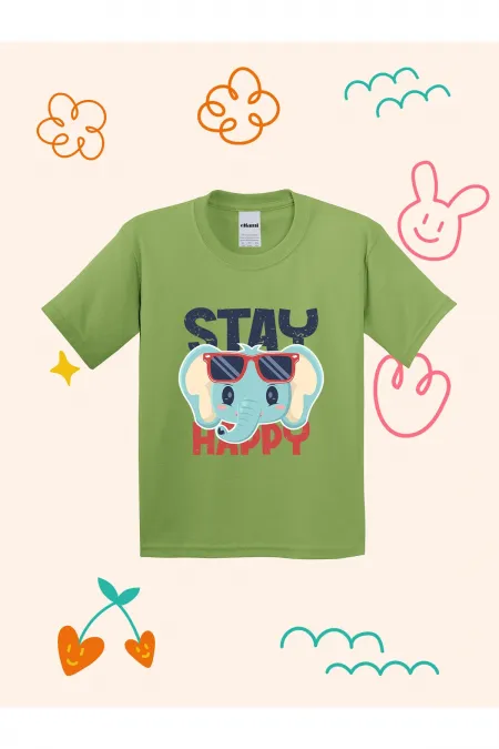 Cute Elephant Design Printed Kids T-shirt