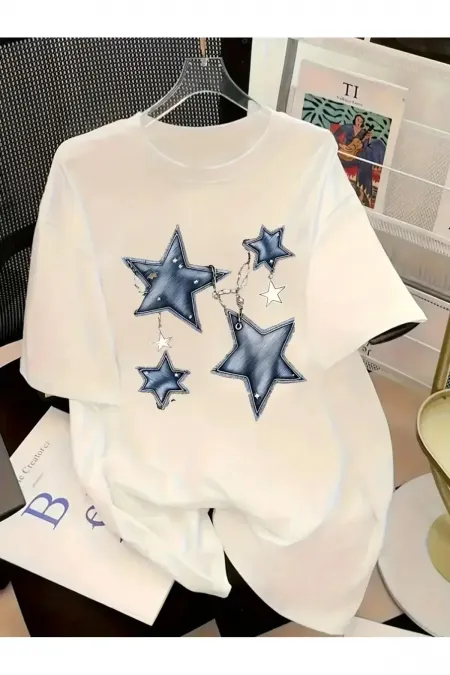 Women's Chain Star Printed T-shirt