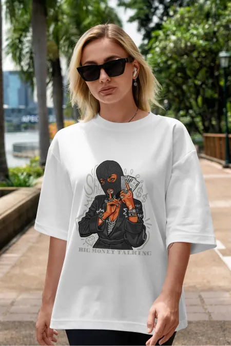Unisex Men's/Women's BIG MONEY TALKINGS Custom Printed Oversize Cotton Crew Neck T-Shirt