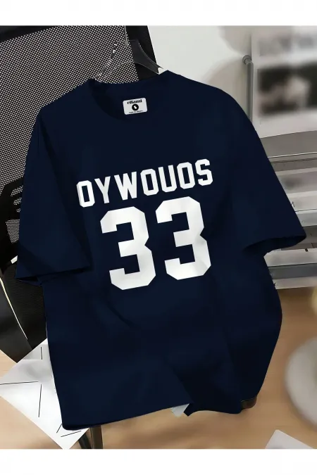 Unisex OYWOUOS 33 Baskılı Oversize Pamuklu Tişört