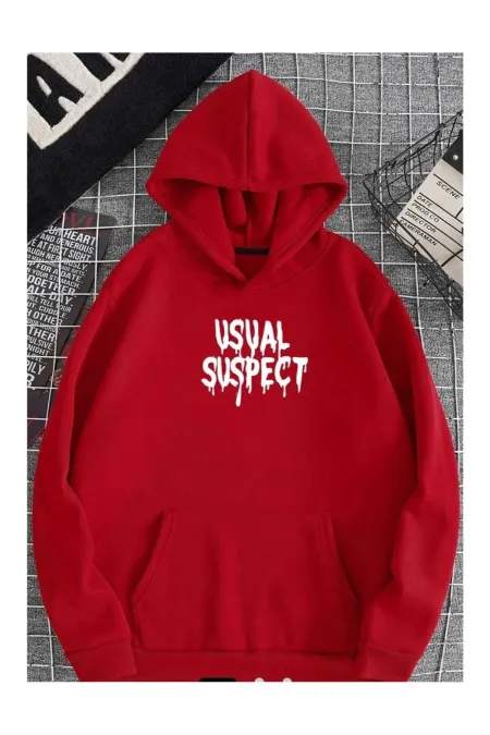 Usual Suspect Printed Red Sweater