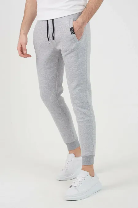 Erkek Gri Lastikli Paça Kalın Eşofman Altı