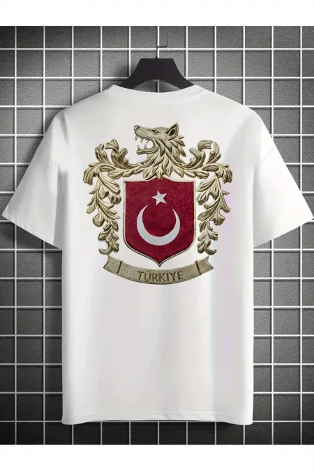 Grey Wolf Symbol Türkiye Back and Front Printed Unisex T-shirt