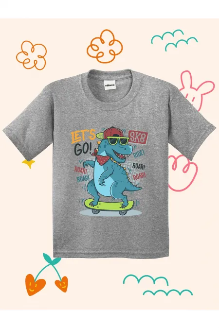 Lets Go Dino Print Kids T-shirt
