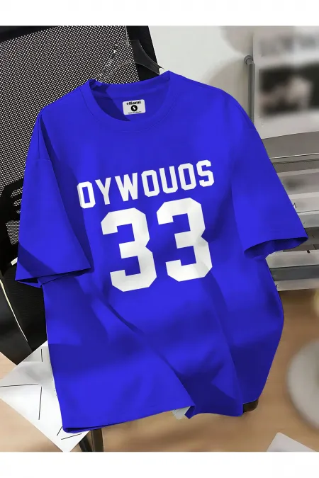 Unisex OYWOUOS 33 Baskılı Oversize Pamuklu Tişört