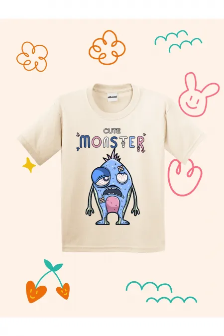 Cute Monster Print Kids T-shirt