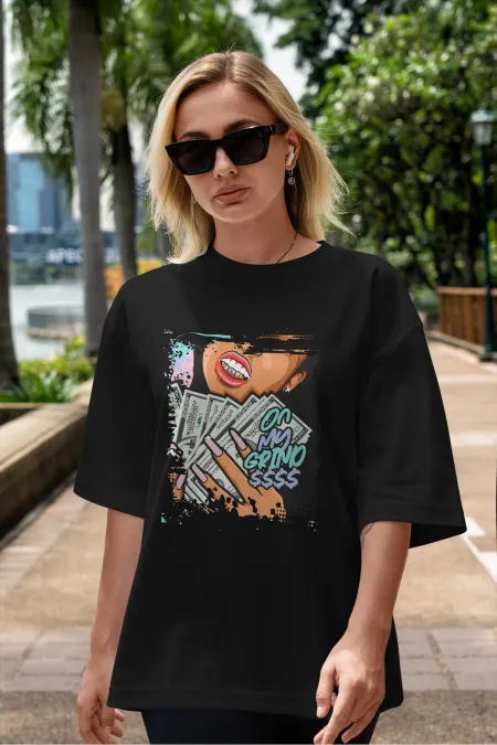 Unisex Men's/Women's ON MY GRIND Custom Printed Oversize Cotton Crew Neck T-Shirt