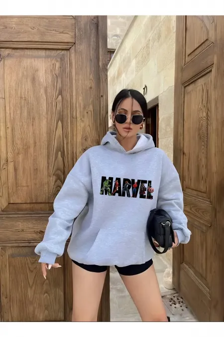 MARVEL PRINTED HOODED SWEATSHIRT