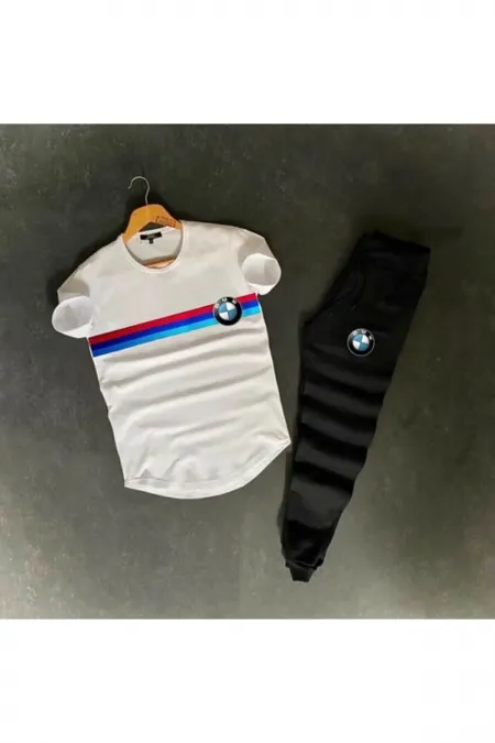 Erkek Beyaz Dijital Baskılı Bmw Takım