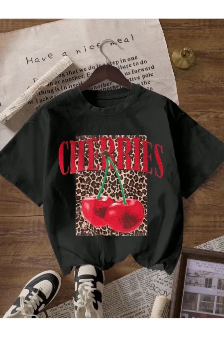 CHERRIES Printed Unisex Oversize Cotton T-shirt