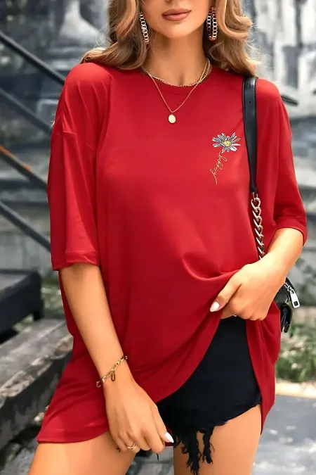 DAISY Printed Summer Cotton Fabric Oversize T-shirt