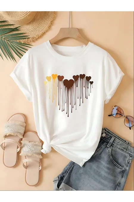 Melting Hearts Printed Design T-shirt
