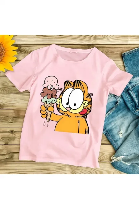 Garfield Ice Cream Printed Oversize Kids T-Shirt