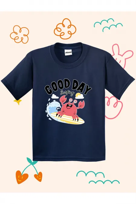 Surfer Crab Print Kids T-shirt