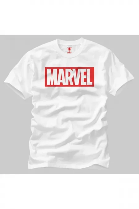 Beyaz Marvel Logo Erkek T-shirt