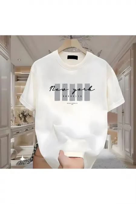 New York X Printed White T-shirt