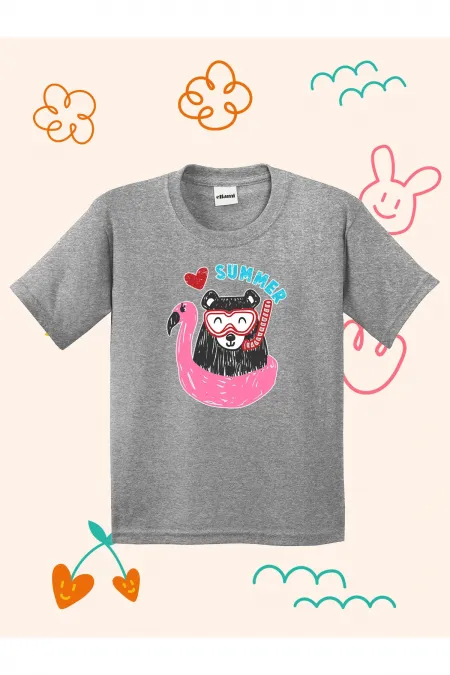 Summer Teddy Bear Print Kids T-shirt