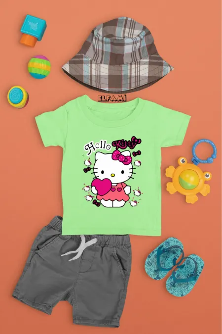 T-shirt imprimé Hello Kitty pour filles/garçons