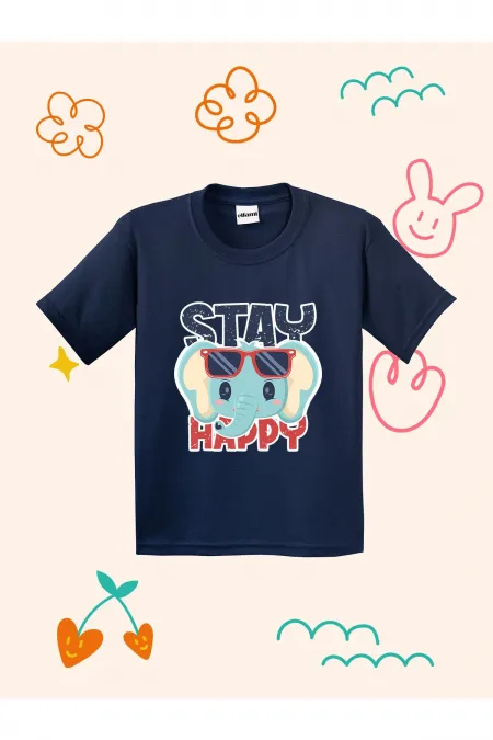 Cute Elephant Design Printed Kids T-shirt