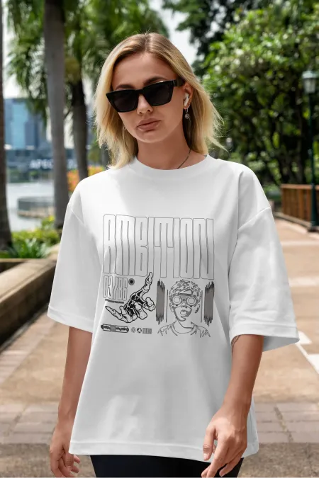 Unisex Men's/Women's AMBITION Custom Printed Oversize Cotton Crew Neck T-Shirt