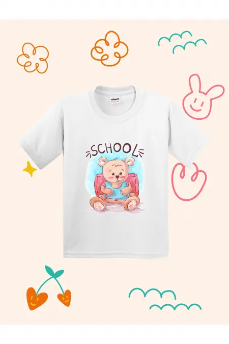 School Teddy Bear Design Kids T-shirt