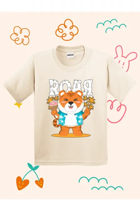 T-shirt enfant imprimé petit lion mignon rugissant