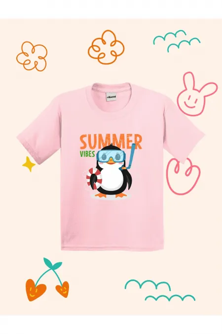 Penguin Summer Vibes Design Kids T-shirt