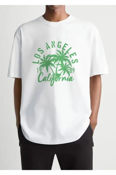 Oversize California Printed White T-shirt