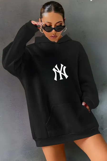 NY PRINTED HOODED SWEATSHIRT