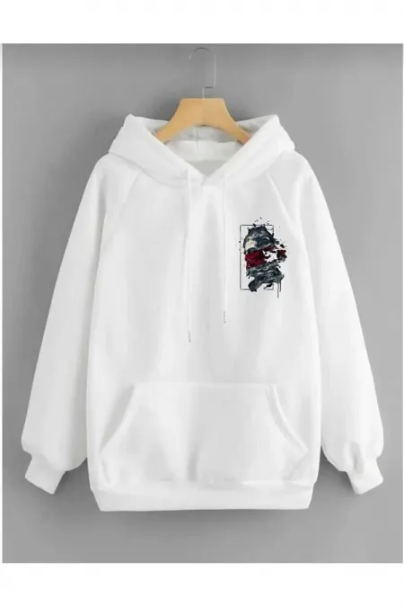 Sculpture Printed White Sweater