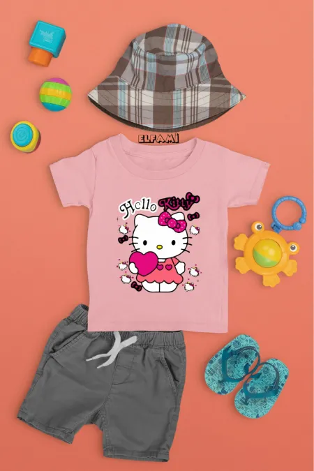 T-shirt imprimé Hello Kitty pour filles/garçons