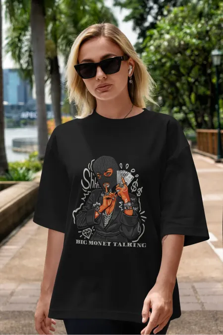 Unisex Men's/Women's BIG MONEY TALKINGS Custom Printed Oversize Cotton Crew Neck T-Shirt