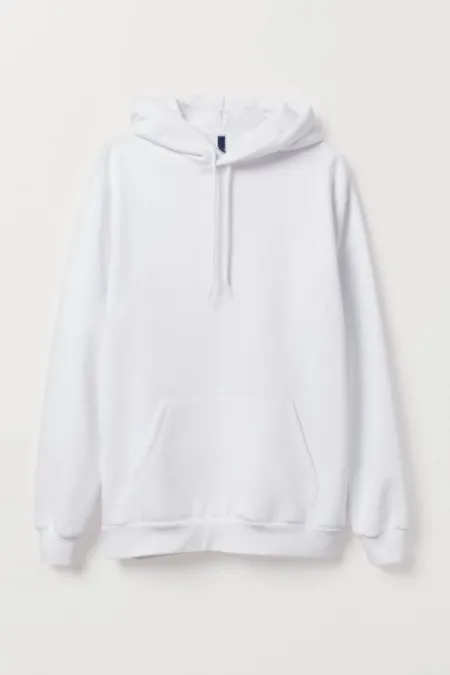 Unisex Beyaz Kapüşonlu Sweatshirt