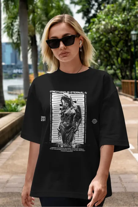 ETERNAL Unisex Men's/Women's Custom Printed Oversize Cotton Crew Neck T-Shirt