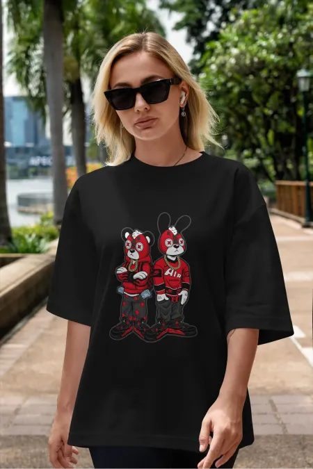 Unisex Men's/Women's RABBIT Custom Printed Oversize Cotton Crew Neck T-Shirt