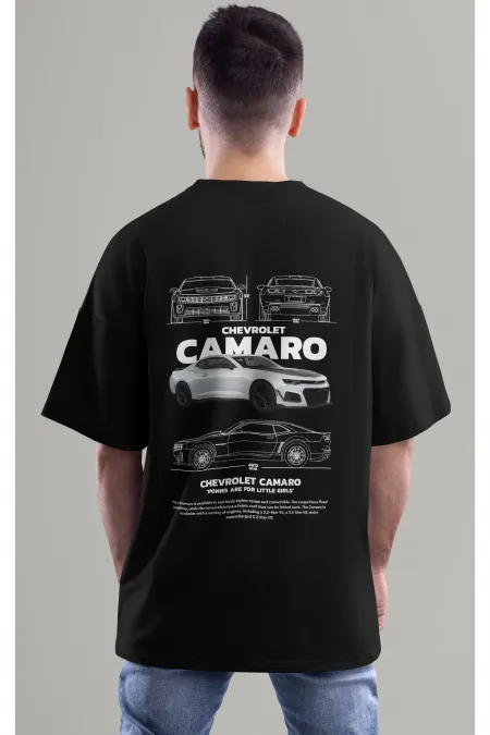 Unisex Erkek/Kadın CHEVERELOT CAMARO Renkli Özel Baskılı Oversize T-Shirt Tişört