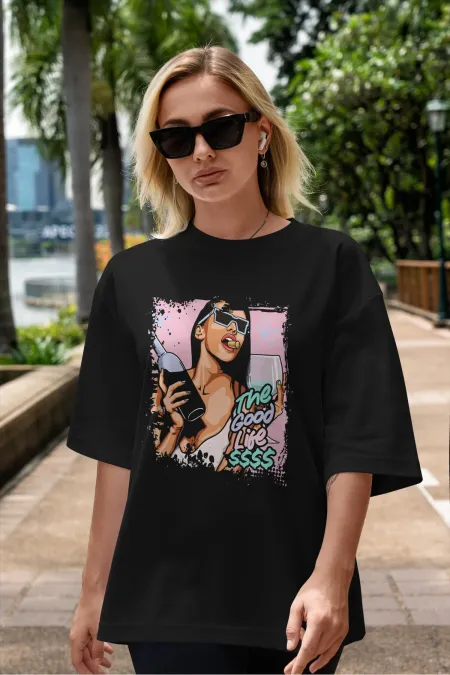 Unisex Men's/Women's THE GOOD LIFE Custom Printed Oversize Cotton Crew Neck T-Shirt