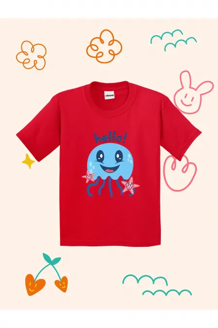 Cute Jellyfish Design Printed Kids T-shirt