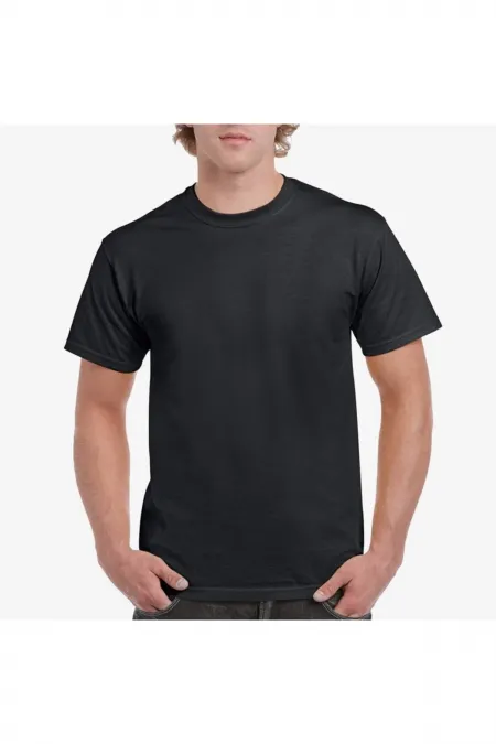 Pamuklu Penye Tişört Erkek Kadın Unisex Basic T Shirt Siyah