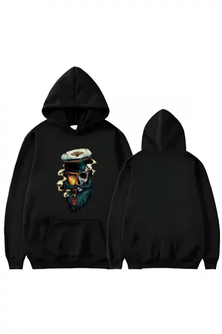 PIRATE PRINTED HOODED SWEATSHIRT WITH PIPE
