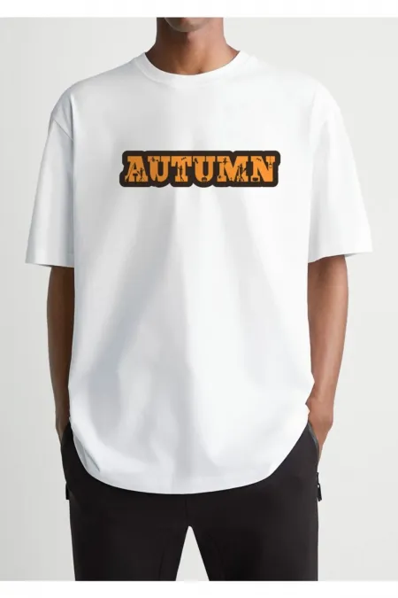 Oversize Autumn Printed White T-shirt