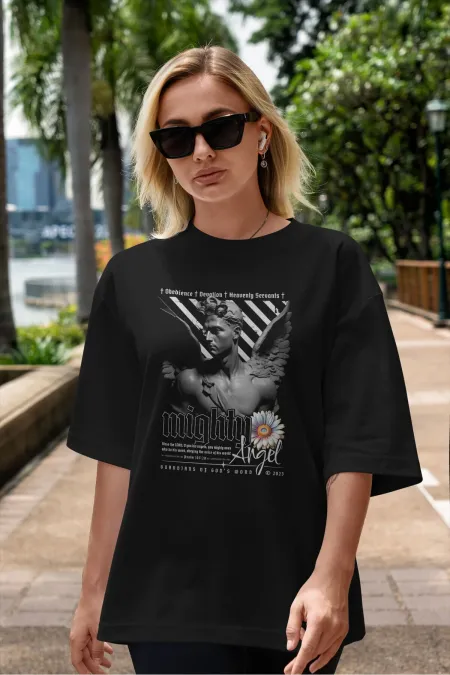 MIGHTY Unisex Men's/Women's Custom Printed Oversize Cotton Crew Neck T-Shirt