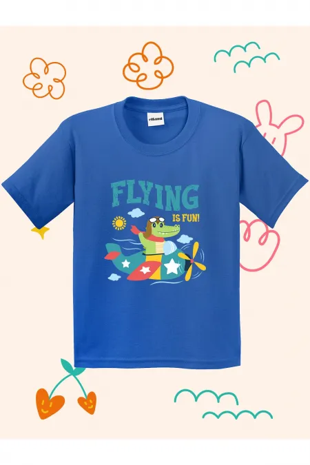 Flying Dino Print Kids T-shirt