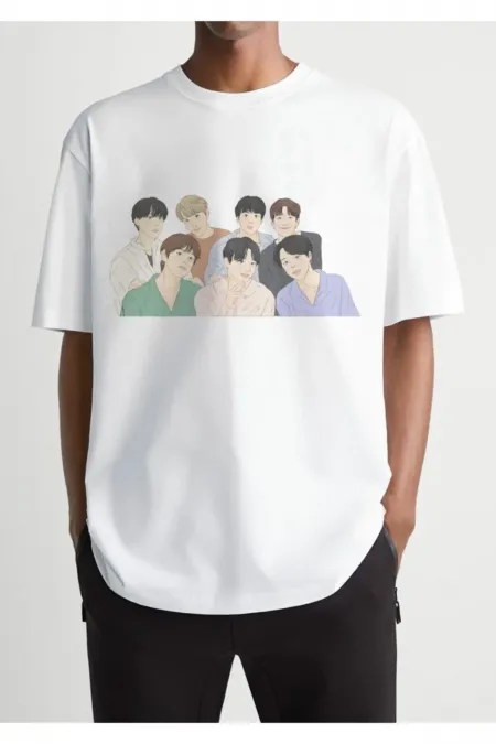 Oversized Printed White T-shirt