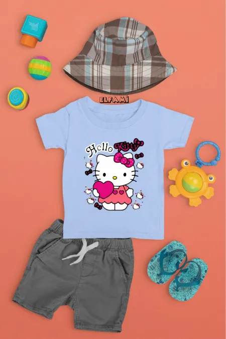 T-shirt imprimé Hello Kitty pour filles/garçons