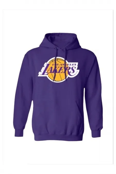 Unisex Mor Los Angeles Lakers Baskılı Basketbol Sweatshirt